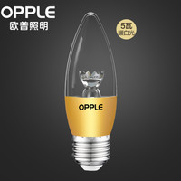 欧普照明(OPPLE)led灯泡 E27水晶灯泡吊灯灯泡壁灯球泡大螺口蜡烛泡螺旋 尖泡 奢华金5W暖白光