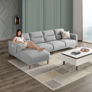 顾家家居布艺沙发现代简约时尚百搭沙发客厅简约家具dk2088c25右单躺