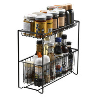 BELO 百露 厨房置物架多功能多层台面调料架下水槽收纳筐浴室置物架用品卫生间收纳架 106B窄款黑色