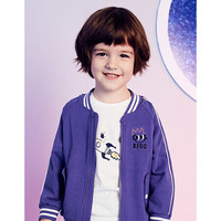 安奈儿童装男童简约拼色棒球领运动外套秋装新款潮 龙胆紫 110cm