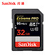 SanDisk 闪迪 32GB 读速95MB/s 写速90MB/s 至尊超极速SDXC UHS-I V30 U3 Class10 SD卡