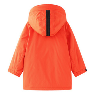 安奈儿童装男童冬季新款简约时尚带帽中长款棉衣 蜜橘色 110cm