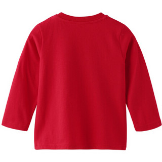 安奈儿X超级飞侠联名系列 童装男童秋冬装长袖T恤新款条纹小童上衣 原力红 80cm