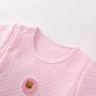 安奈儿童装男童女童秋冬装长袖针织连体衣新款婴儿爬行服 蔷薇粉 73cm