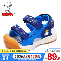 SNOOPY 史努比 童鞋夏季新款男童凉鞋包头防踢运动女童凉鞋儿童沙滩鞋 宝蓝 22内长约140mm