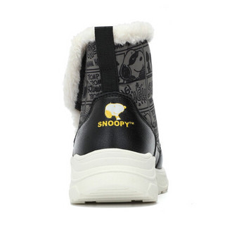 史努比（SNOOPY）童鞋男童靴子冬季新款时尚棉靴保暖防滑雪地靴 军绿 32码内长约202mm
