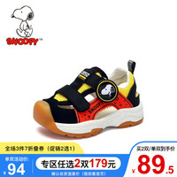 SNOOPY史努比童鞋男童凉鞋新款夏季儿童凉鞋软底防滑宝宝包头沙滩鞋 桔红 29码内长约186mm
