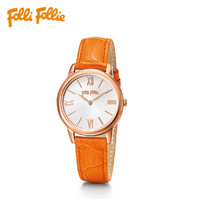 FolliFollie芙丽圣诞节礼物腕表编织表带石英手表女防水 WF15R032SPW WF15R032SPW-ORANGE