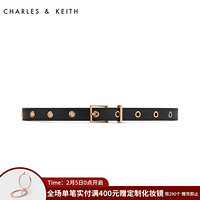 CHARLES&KEITH皮带CK4-32250225金属铆钉圆孔饰女士针扣腰带 黑色 XL