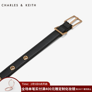 CHARLES&KEITH皮带CK4-32250225金属铆钉圆孔饰女士针扣腰带 黑色 XL