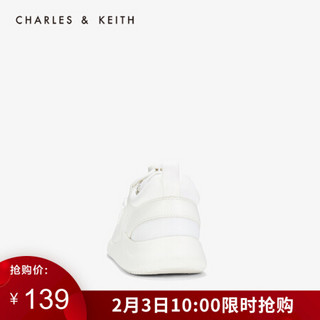 CHARLES＆KEITH低帮鞋CK1-71700033网格鞋绳面饰女士休闲运动鞋 White白色 39