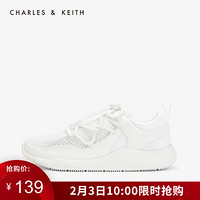 CHARLES＆KEITH低帮鞋CK1-71700033网格鞋绳面饰女士休闲运动鞋 White白色 39