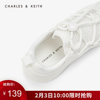 CHARLES＆KEITH低帮鞋CK1-71700033网格鞋绳面饰女士休闲运动鞋 White白色 39