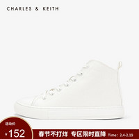 CHARLES＆KEITH高帮鞋CK1-71700035纯色简约女士系带休闲运动鞋 White白色 35