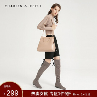 CHARLES＆KEITH长筒靴CK1-90920059蝴蝶结过膝长筒靴 Taupe灰褐色 41