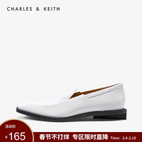 CHARLES＆KEITH2021春季CK1-71680027简约休闲低跟乐福鞋单鞋女鞋 White白色 39