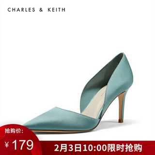 CHARLES＆KEITH2021春季CK1-60280218简约尖头高跟单鞋奥赛鞋女 Green绿色 38