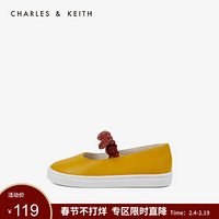 CHARLES＆KEITH2021春季CK9-71700088蝴蝶结装饰儿童休闲鞋 黄色YELLOW 30
