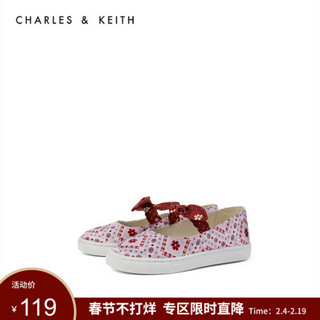 CHARLES＆KEITH2021春季CK9-71700088蝴蝶结装饰儿童休闲鞋 粉色PINK 29