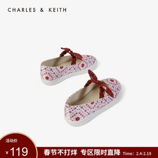 CHARLES＆KEITH2021春季CK9-71700088蝴蝶结装饰儿童休闲鞋 粉色PINK 29