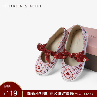 CHARLES＆KEITH2021春季CK9-71700088蝴蝶结装饰儿童休闲鞋 粉色PINK 29