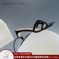 CHARLES＆KEITH2021春季CK1-60280253女士不对称装饰凉拖鞋 Black黑色 41