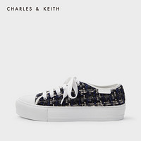 CHARLES＆KEITH2021春季CK1-71700050-1女士休闲系带运动鞋板鞋 DARK BLUE深蓝色 41