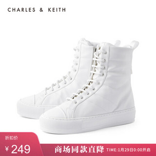 CHARLES＆KEITH2021春季CK1-70900254女士休闲系带运动高帮鞋 White白色 41