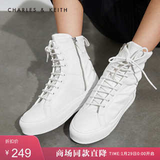 CHARLES＆KEITH2021春季CK1-70900254女士休闲系带运动高帮鞋 White白色 41