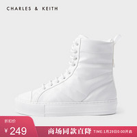 CHARLES＆KEITH2021春季CK1-70900254女士休闲系带运动高帮鞋 White白色 38