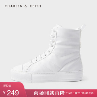 CHARLES＆KEITH2021春季CK1-70900254女士休闲系带运动高帮鞋 White白色 41