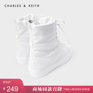 CHARLES＆KEITH2021春季CK1-70900254女士休闲系带运动高帮鞋 White白色 41