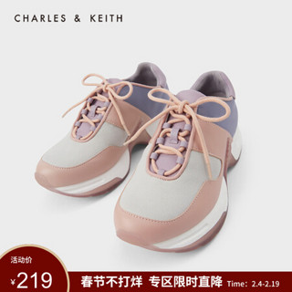 CHARLES＆KEITH2021春季CK1-71700046女士拼色休闲运动鞋老爹鞋 Lilac浅紫色 39