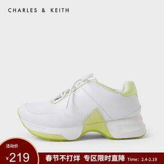 CHARLES＆KEITH2021春季CK1-71700046女士拼色休闲运动鞋老爹鞋 White白色 38