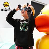 B.Duck小黄鸭童装男童卫衣春季新款儿童套头带帽卫衣印花潮款 军绿迷彩/黑色 160cm