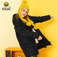 B.duck小黄鸭童装女童羽绒服冬装新款洋气保暖中长款加厚外套 黑色 150cm