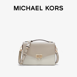 MICHAEL KORS 迈克·科尔斯 MK Hendrix冬季新款中号老花拼色邮差信封包单肩女包（香草白/芭蕾粉641）