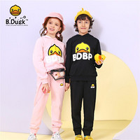 B.duck小黄鸭童装儿童套装女童春装新款洋气男童卫衣运动套装 BF1181099 黑色 150cm
