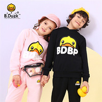 B.duck小黄鸭童装儿童套装女童春装新款洋气男童卫衣运动套装 BF1181099 粉色 140cm