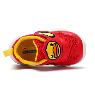 B.Duck小黄鸭童鞋男童运动鞋春季新款婴幼儿网面鞋透气潮鞋 红色 25码内长约155mm