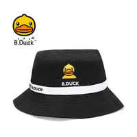 B.Duck 小黄鸭儿童防晒帽宝宝渔夫帽男女童夏季薄款遮阳帽萌帽子 黑色 6岁以上 L(56cm)