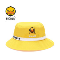 B.Duck 小黄鸭儿童防晒帽宝宝渔夫帽男女童夏季薄款遮阳帽萌帽子 黄色 6岁以上 M(54cm)