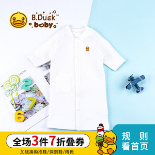 B.duck Baby系列小黄鸭童装春季0-3月婴儿睡袍新款宝宝长款睡裙 白色 59cm