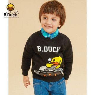 B.duck小黄鸭童装儿童毛衣男童针织衫春季宝宝套头线衣 BF5012512 黑色 150cm