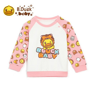 B.duck Baby系列 小黄鸭童装男童卫衣2021春季新款宝宝长袖女童上衣 蜜桃粉 110cm