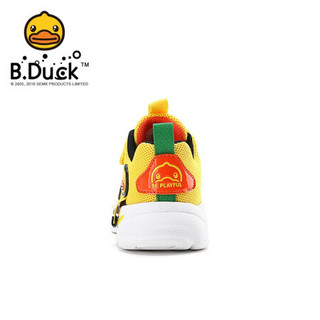 B.Duck小黄鸭童鞋男童运动鞋新款时尚防滑学生跑步鞋网面透气 黄色 31码内长约195mm