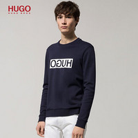 HUGO BOSS雨果博斯卫衣男休闲印花LOGO双面棉套头卫衣50310522 410-海军蓝 XXL