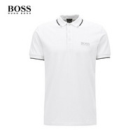 HUGO BOSS雨果博斯Polo衫男2020款春夏经典黑色运动休闲印花刺绣短袖polo衫 100-白色 M