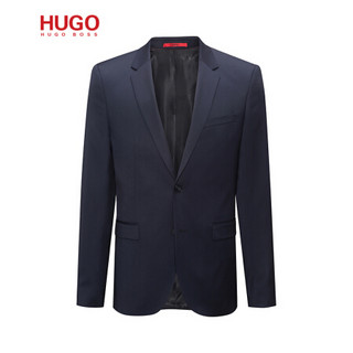 HUGO BOSS雨果博斯西服男2019秋冬款翻领纯色黑时尚单排扣西服外套50375250 401-深蓝色 44