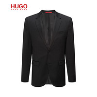 HUGO BOSS雨果博斯西服男2019秋冬款翻领纯色黑时尚单排扣西服外套50375250 001-黑色 44